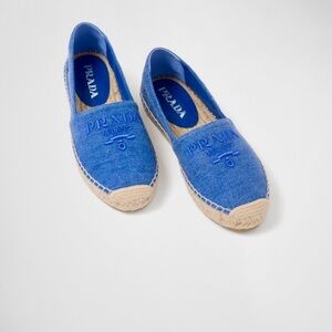 Prada Milano Logo Denim Espadrilles – Blue